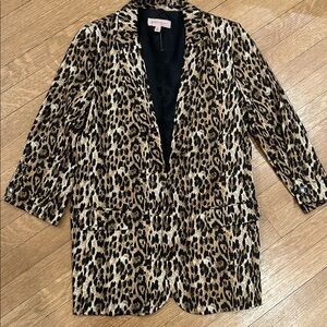 Philosophy Leopard-Print Open Blazer Jacket -Black/Tan 3/4 sleeve.Size 6.